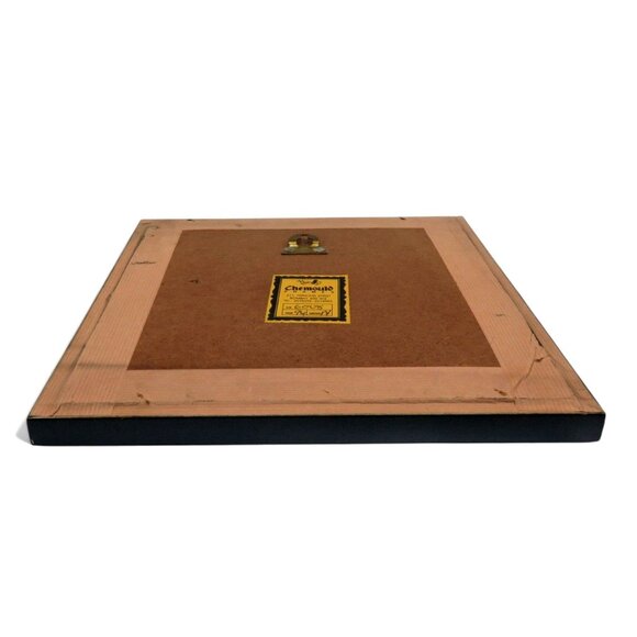 DRAGON on Bicycle NEEDLEPOINT Framed in Black Wood Frame 10.7 x 9.5" Vintage - Picture 10 of 10